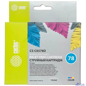 Картридж струйный Cactus CS-C6578D №78 голубой/пурпурный/желтый (19мл) для HP DJ 900/1220C/PS P000/P1100