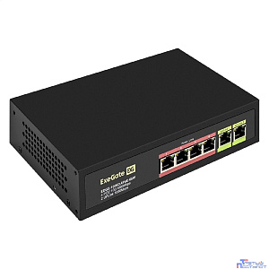 Exegate EX299022RUS Коммутатор неуправляемый ExeGate EDGS-1006D.4PoE-65W (6-портовый гигабитный UTP 10/100/1000 Base-T: 4 порта IEEE 802.3af (PoE), мощность PoE: 15,4W, суммарно 65W, 2 порта RJ45 upli