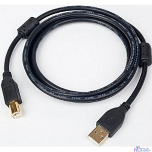 Bion Кабель интерфейсный USB 2.0 AM/BM, позолоченные контакты, ферритовые кольца, 3 м, черный [BXP-CCF-USB2-AMBM-030]
