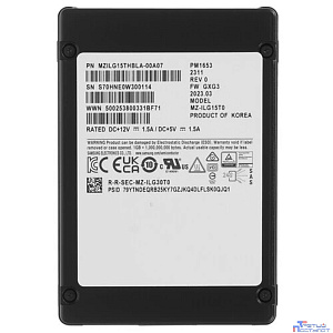 Samsung SSD PM1653, 15360GB, 2.5" 15mm, SAS 24Gb/s, 3D TLC, MZILG15THBLA-00A07
