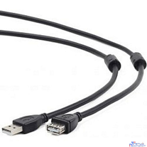 Cablexpert Кабель удлинитель USB2.0 Pro CCF2-USB2-AMAF-6, AM/AF, 1.8м, экран, 2феррит.кольца, черный, пакет