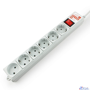 PowerCube Фильтр-удлинитель (SPG(5+1)-B-10), 3,0 м 6 розеток 10А/2,2кВт, серый