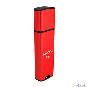 Maxvi USB Drive 8GB MP2 red, монолит с колпачком, ABS пластик + металл, USB 2.0