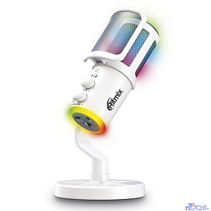 RITMIX RDM-178 USB Gaming White {подкл. Type-C - USB A / Type-C, Jack 3,5 мм на наушники, подсветка, шумоподавление; размеры микрофона: 5 * 15* 5 см}