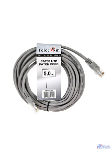 Telecom Патч-корд UTP кат.5е 5м серый [NA102--5M][6242755317376]