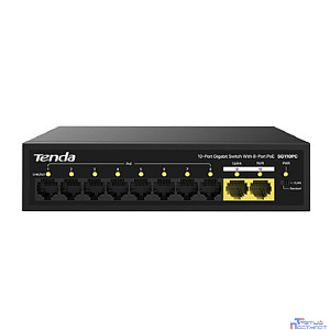 TENDA SG110PC Коммутатор настольный 10-Ports 10/100/1000 Base-TX 8-Ports PoE(PoE бюджет 100W)