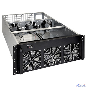 Exegate EX288960RUS Корпус для майнинга ExeGate Pro 8-650 <без БП, 2*USB, 6*fan 120мм, места под: 8 видеокарт, 1 БП>
