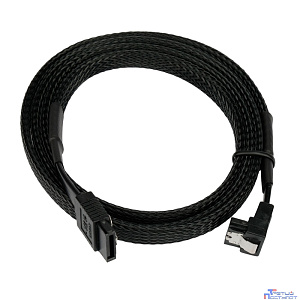 Cablexpert Кабель интерфейсный SATA Sata3 7pin / 7pin, 1м, угловой, защелка, оплетка, черный, пакет (CC-SATAM-DATA90-BLBR-100CM)