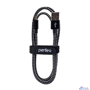 PERFEO Кабель USB2.0 A вилка - Micro USB вилка, черно-белый, длина 1 м. (U4801)