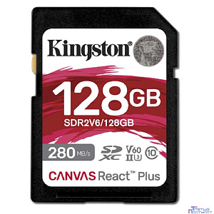 SecureDigital 128GB Kingston SDXC SDR2V6/128GB Canvas React Plus w/o adapter