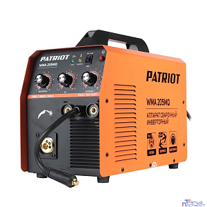 PATRIOT WMA 205MQ MIG/MAG/MMA Полуавтомат сварочный инверторный [605302155] { стальной и флюсовой проволокой 0.6/0.8 мм, сварка электродом (MMA) до 4мм, сварочный ток в режиме MIG: 40-200А }