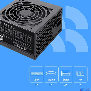 Блок питания CBR ATX 450W, 12см fan, 24pin/1*4pin/1*IDE/2*SATA, кабель питания 1.2м, черный [PSU-ATX450-12EC] OEM