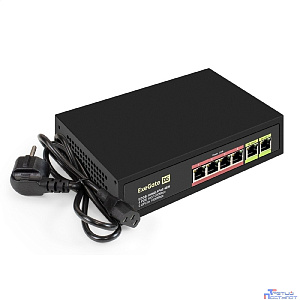 Exegate EX299022RUS Коммутатор неуправляемый ExeGate EDGS-1006D.4PoE-65W (6-портовый гигабитный UTP 10/100/1000 Base-T: 4 порта IEEE 802.3af (PoE), мощность PoE: 15,4W, суммарно 65W, 2 порта RJ45 upli