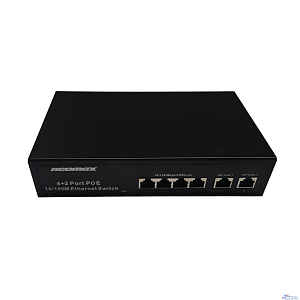 NEOMAX неуправляемый коммутатор NMS-106PoE-100-S, 6 портов 100 Mbps, 4xPoE+, 110W, металл