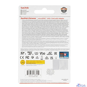 Micro SecureDigital 128GB Sandisk Extreme 128 ГБ, 190 МБ/с, Class 10, SDSQXAA-128G-GN6MA,  1 шт., переходник SD"