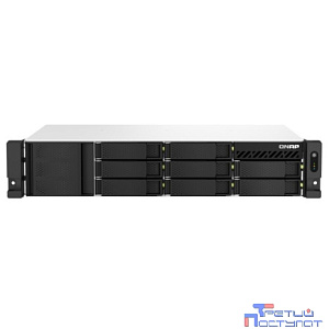 Сетевое хранилище без дисков/ SMB QNAP TS-873AeU-RP-4G NAS 8 HDD trays, 2x 2.5 GbE. 64-bit 4-core AMD V1500B 2,2 GHz, 4 GB. RAM (1*4 GB) up to 32GB (2*16 GB), 2 x M2 2280 (PCIe Gen3 x 1), 2xPSU W/o ra