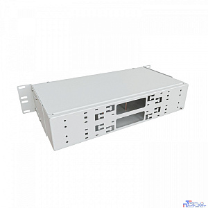 NTSS Кросс NTSS оптический 19'' укомплектованный 2U, 64 порта LC/UPC duplex, 9/125 мкм (сплошная панель, сплайс-кассета 4шт, пигтейлы, КДЗС, адаптеры) серый RAL 7035 NTSS-RFOB-2U-64-2LC/U-9-SP1.5G0AY