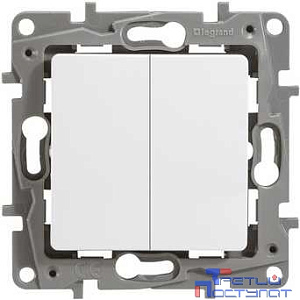 Legrand 672204 Выключатель двухклавишный с подсветкой - Etika - 10 A - 250 В~ - белый