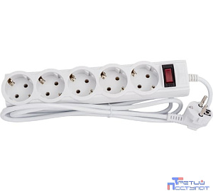 CBR Сетевой фильтр CSF 2505-1.8 White PC, 5 евророзеток, длина кабеля 1,8 метра, цвет белый (пакет)