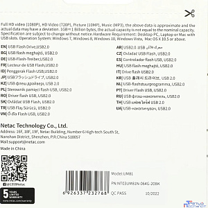 Netac USB Drive 64GB  UM81 NT03UM81N-064G-20BK USB2.0, Ultra compact