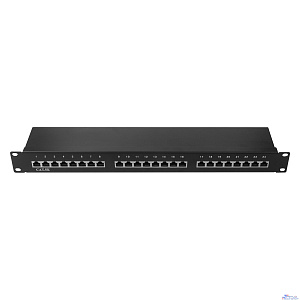 Патч-панель 19" NEOMAX [NM-PP-1U24P-SC5E-D-102-BK] 1U, 24 порта, кат.5E, STP, Dual IDC, цвет черный