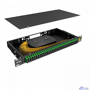 NTSS Кросс 19" NTSS PREMIUM, предсобранный 1U, 32 порта SC/APC duplex, 9/125 мкм, (сплошная панель, розетки, сплайс, КДЗС, пигтейлы), черный, RAL9005 NTSS-RFOB-PM-1U-32-2SC/A-9-SP1.5G0A-BL