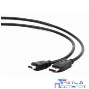 Cablexpert Кабель DisplayPort->HDMI, 7.5м, 20M/19M, черный, экран, пакет (CC-DP-HDMI-7.5M)