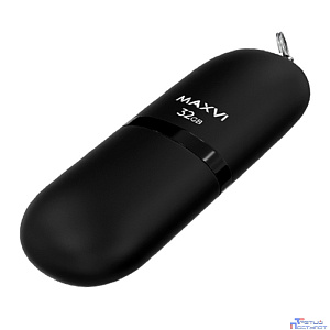 Maxvi USB Drive 32GBSF  32GB black, монолит с колпачком, soft touch, USB 2.0