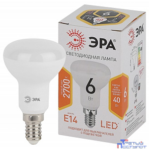 ЭРА Б0056751 Лампочка светодиодная STD LED R50-6W-827-E14 Е14 / E14 6Вт рефлектор теплый белый свет