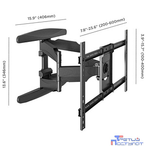 ONKRON M6L чёрный Для телевизоров диагональю 40"-70" Максимальная нагрузка: 45,5 кг VESA: 200x100, 200x200, 200x300, 200x400, 300x100, 300x200, 300x300, 300x400, 400x200, 400x300, 400x400, 500x400, 60