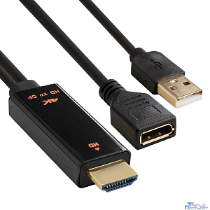Exegate EX294714RUS Конвертер HDMI-DisplayPort ExeGate EX-A-HDMIM-DPFU2-0.15 (19M/U2AM+20F, с питанием USB2.0)