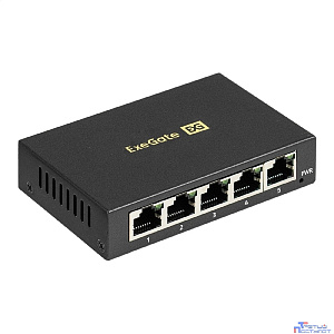 Exegate EX298693RUS Коммутатор неуправляемый ExeGate EDGS-1005D (5-портовый гигабитный UTP 10/100/1000 Base-T, металлический корпус, с функцией энергосбережения (Green Ethernet Technology), настольный