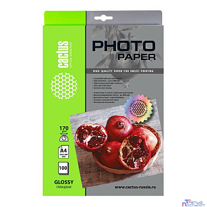 Фотобумага Cactus CS-GA4170100 A4/170г/м2/100л./белый глянцевое для струйной печати