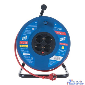 PowerCube Удлинитель на пласт.катушкуе (PC20503) 50м, 4 розетки с/з, 16А