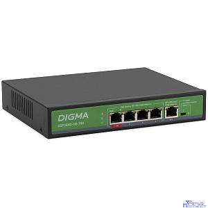 Digma DSP204G-1G-T80 Коммутатор (L2) 5х1Гбит/с 4PoE 4PoE+ 1PoE++ 80W неуправляемый