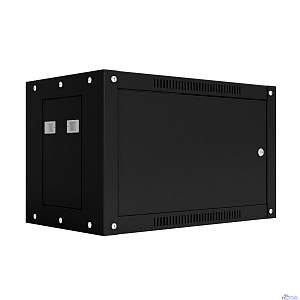 NTSS Шкаф настенный телекоммуникационный NTSS WS 6U 600х450х370мм, 2 профиля 19, дверь сплошная металл, боковые стенки съемные, разобранный, черный RAL 9005 NTSS-WSP6U6045FD-BL