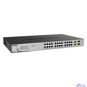 D-Link DGS-1026MP/B2A Неуправляемый коммутатор с 24 портами 10/100/1000Base-T, 2 комбо-портами 100/1000Base-T/SFP (24 порта PoE 802.3af/at, PoE-бюджет 370 Вт)