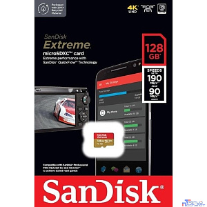 Micro SecureDigital 128GB SanDisk microSDXC Class 10 UHS-I A2 C10 V30 U3 Extreme 190MB/s [SDSQXAA-128G-GN6MN]