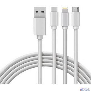 Rexant (18-1127) Кабель USB 3в1 Type-С (3A), Lightning (2,4A), micro USB (2A) 1м, ПВХ