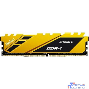 Память DIMM DDR4 16Gb PC21300 2666MHz CL19 Netac Shadow yellow с радиатором (NTSDD4P26SP-16Y)