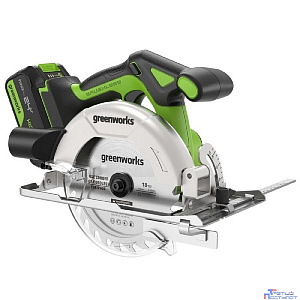 Greenworks GD24CS165 Дисковая пила 24V,б/щет,165х20мм, 4800 об/мин, рез 57мм,1х5Ач,ЗУ,кор [1501607CUG]