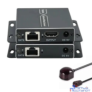 ORIENT VE045IR-2.0, HDMI 4K extender (Tx+Rx), активный удлинитель до 60 м по витой паре Cat6, HDMI 2.0, 4K@60Hz, HDCP2.2, дополнительный выход HDMI, передача ИК (33167)