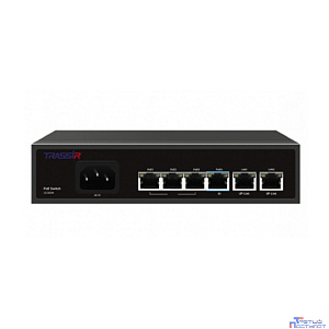 Коммутатор неуправляемый TRASSIR TR-NS1206-65-4PoE Fast Ethernet РоЕ оснащен 4 РоЕ-портами RJ-45 и 2 uplink-портами 10/100 Мбит/с