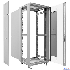 Cabeus SH-05C-12U60/60 Шкаф монтажный телекоммуникационный 19" напольный для распределительного и серверного оборудования 12U 600x600x730mm (ШхГхВ) передняя стеклянная и задняя сплошная металлическая