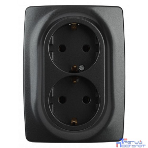 Эра Б0031232 12-2106-05 Розетка 2X2P+E Schuko, 16АХ-250В, Эра12, антрацит
