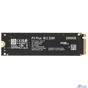 Накопитель SSD M.2 2280 Crucial CT2000P3PSSD8 P3 Plus 2TB PCIe Gen 4 x4 NVME 5000/4200MB/s TBW 440