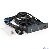 Exegate EX298351RUS Планка USB на переднюю панель ExeGate U3H-627S, 3,5", 2*USB3.0+HD Audio Combo, черная, металл, подсоед. к MB