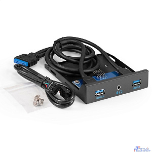 Exegate EX298351RUS Планка USB на переднюю панель ExeGate U3H-627S, 3,5", 2*USB3.0+HD Audio Combo, черная, металл, подсоед. к MB