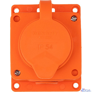 Rexant (111-225) Розетка (колодка) влагозащищенная с крышкой 1 гнездо COMPACT, с/3, 16А, IP54, каучук, оранжевая