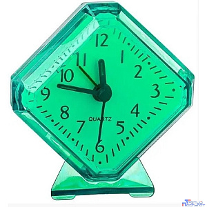 Perfeo Quartz часы-будильник "PF-TC-002", ромб. 7,5*8,5 см, зелёные